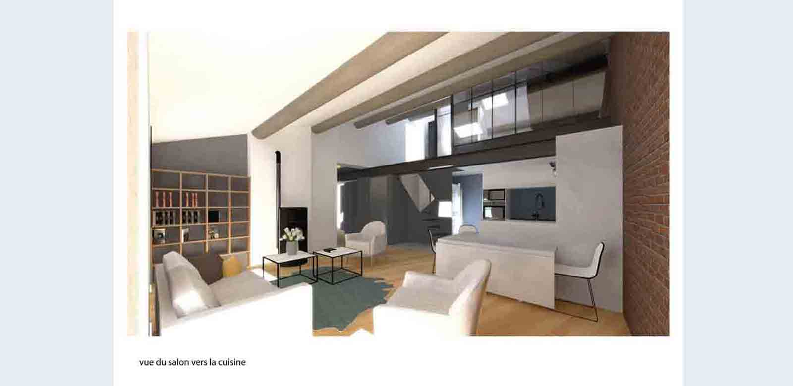 Rénovation Marseille esquisse appartement vues perspective